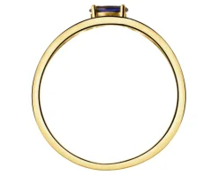 Złoty pierścionek z szafirem syntetycznym i cyrkoniami