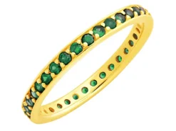 Złoty pierścionek ze szmaragdami syntetycznymi - Eternity
