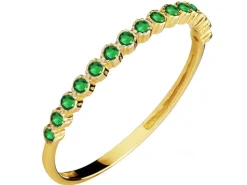 Złoty pierścionek ze szmaragdami syntetycznymi