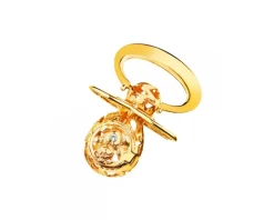 Złoty smoczek z cyrkonią - miś, serce