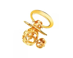 Złoty smoczek z cyrkonią - miś, serce